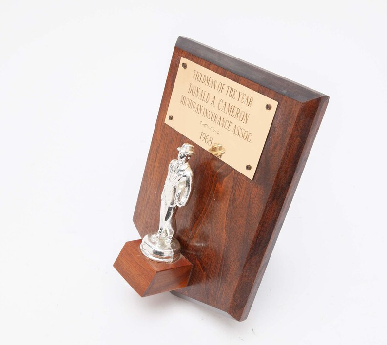1960's BUSINESS SALESMAN Plaque Trophy - Michigan Insurance Assoc ...