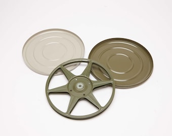 K-Mart FOCAL DUAL 8mm Movie Film Reel - for Reg 8mm and Super 8 Film - Metal with Storage Can - 7" Diameter