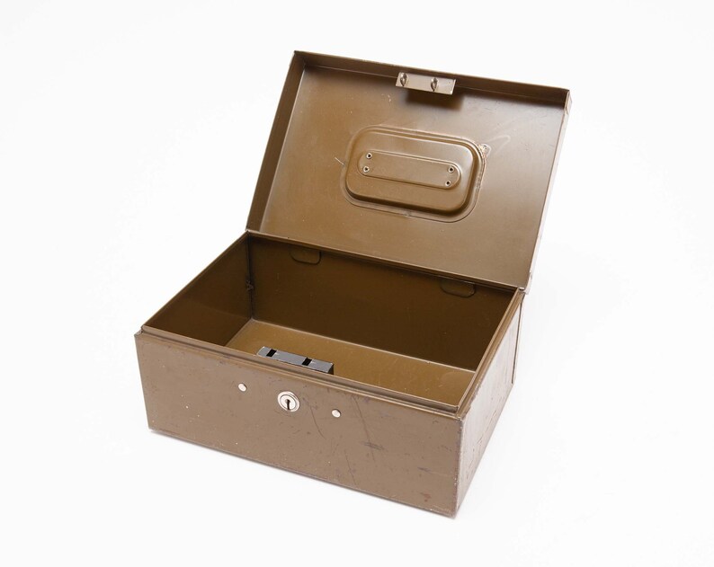 ART METAL BOX Small Dark Green Metal File Box Locking With Etsy