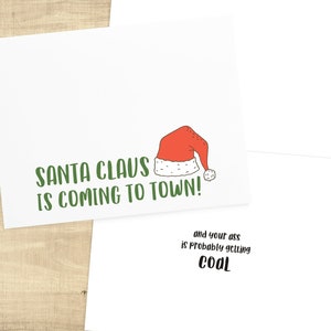 10-Pack Funny Holiday Cards, &quot;Santa Claus is Coming to Town&quot;, Snarky Card, Funny Christmas Card, Dark Humor Holiday Card, Sarcastic