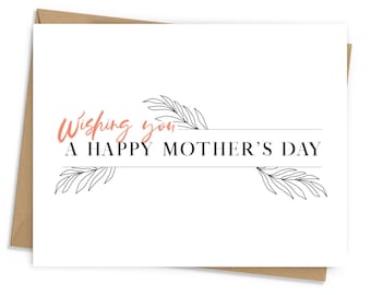 Mother's Day Card for Mother Figures, Generic Mother's Day Card, "Wishing You a Happy Mother's Day", Mother-in-Law Mother's Day Card