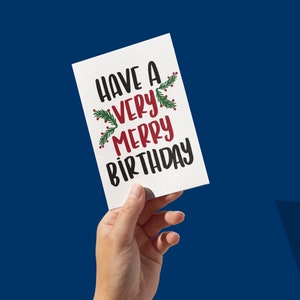 SET OF 10, Holiday Birthday Card, December Birthday Card, Christmas Card, &quot;Very Merry Birthday&quot;, Card Packs, Happy Holidays, December 25