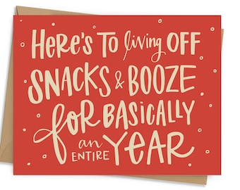 Snacks and Booze Holiday Card - (10 pack)