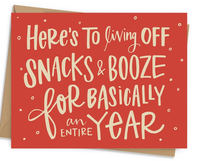 Snacks and Booze Holiday Card - (10 pack)