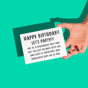 SET OF 10, Getting Old, Hangover, Funny Birthday Card, Happy Birthday Let's Party at a Reasonable Pace, Over The Hill