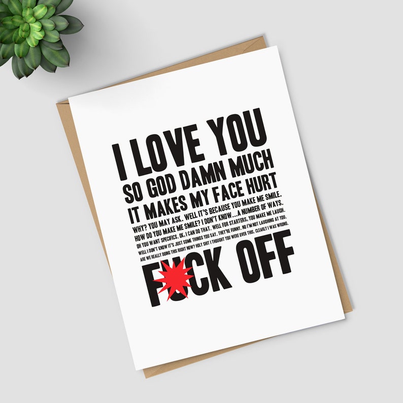 i love you f off mature greeting card funny couples card