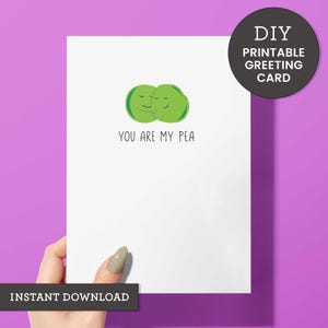 Süße druckbare Liebeskarte | You Are My Pea Digitaler Gruß | Lustige A2 Karte für Partner oder Freund | Sofortdownload | Karte zum Jubiläum