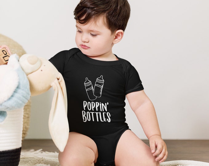 Poppin' Bottles, Baby Jersey Short Sleeve Tee, Unisex Clothing, Toddler, Graphic Tee, Pre-shrunk, 6-12 mos, 12-18 mos, 18-24 mos
