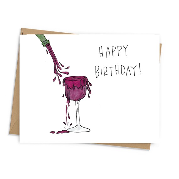 Carte De Joyeux Anniversaire Pour Les Amateurs De Vin Rouge Etsy