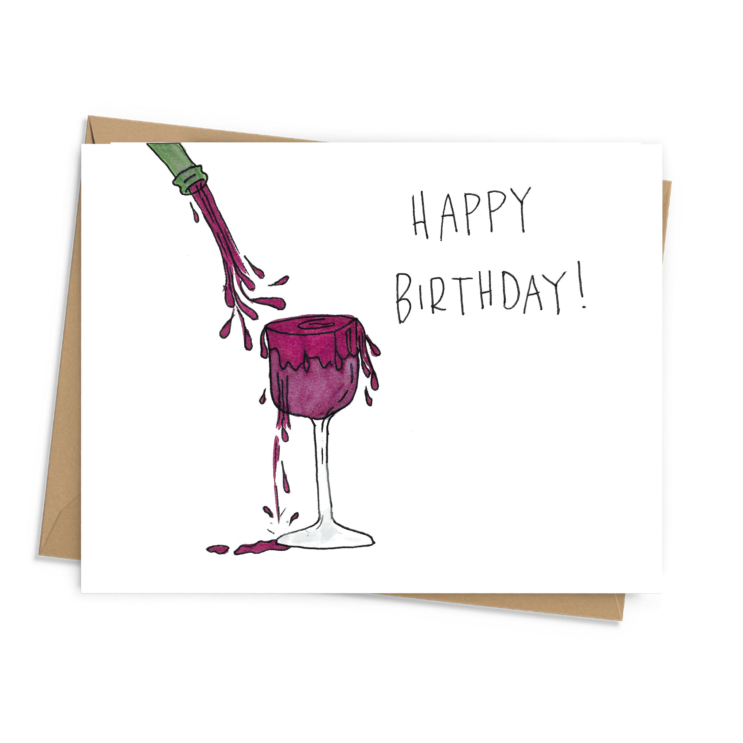 Carte De Joyeux Anniversaire Pour Les Amateurs De Vin Rouge Etsy France