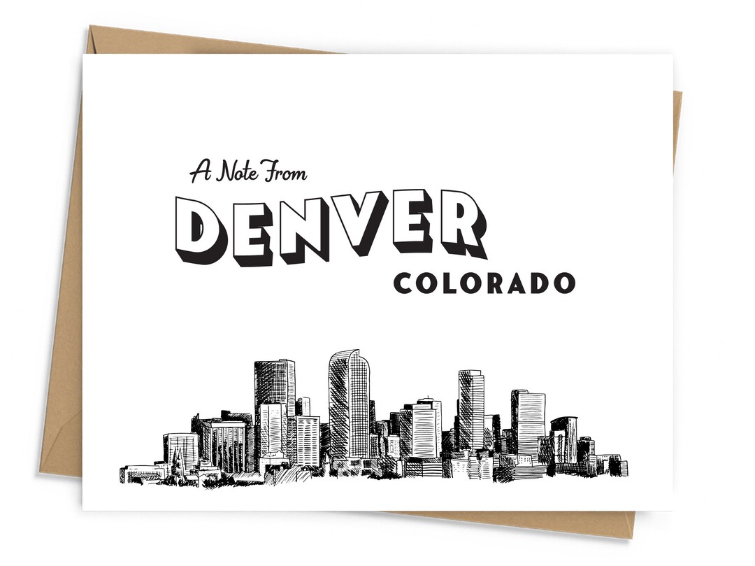 Just A Note From Denver, CO, Colorado Stationery, Denver Skyline, Thank