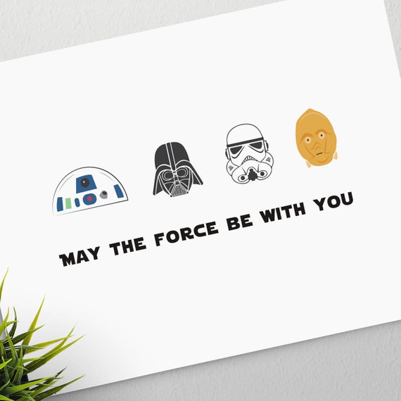Star Wars Card May The Force Be With You Encouragement Card Etsy