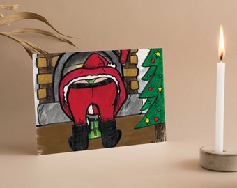 Santa’s Cheeky Surprise Holiday Card - (10 pack)