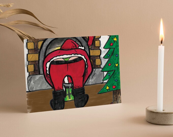 Santa’s Cheeky Surprise Holiday Card - (10 pack)