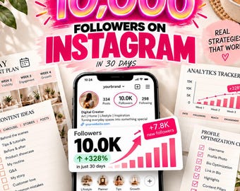 10K+ Organic Instagram Follower Growth | 30-Day Strategy | Instagram Content Planner/Workbook | Social Media Promotion