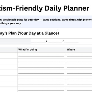 Autism-Friendly Daily Planner