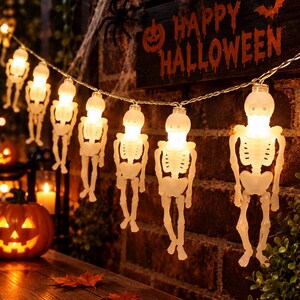 Halloween Battery Remote Control USB LED String Lights Skeleton Shape