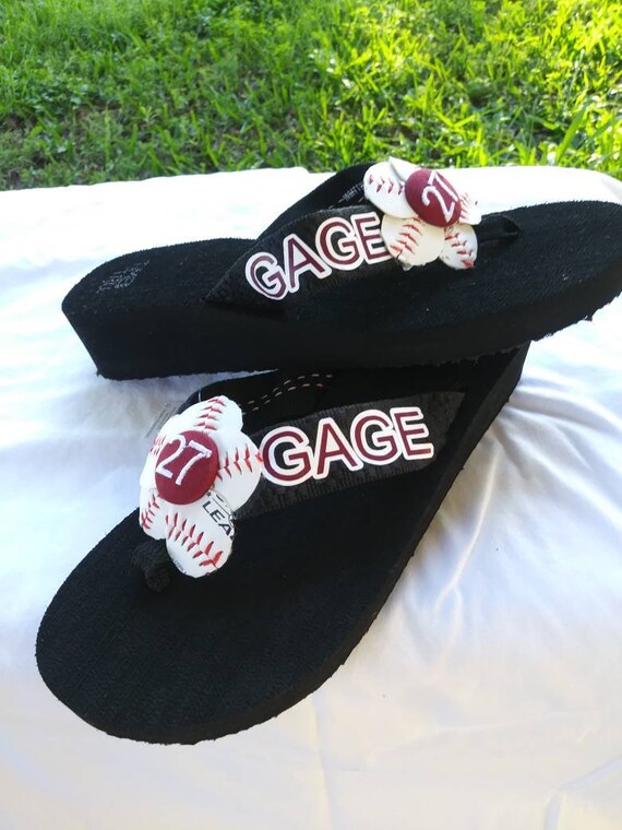 etsy baseball flip flops