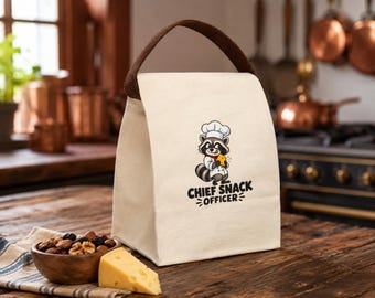 Bolsa para el almuerzo del jefe de la oficina, bolsa de lona con estampado de mapache, bolsa divertida para el almuerzo escolar, linda bolsa para refrigerios de oficina.