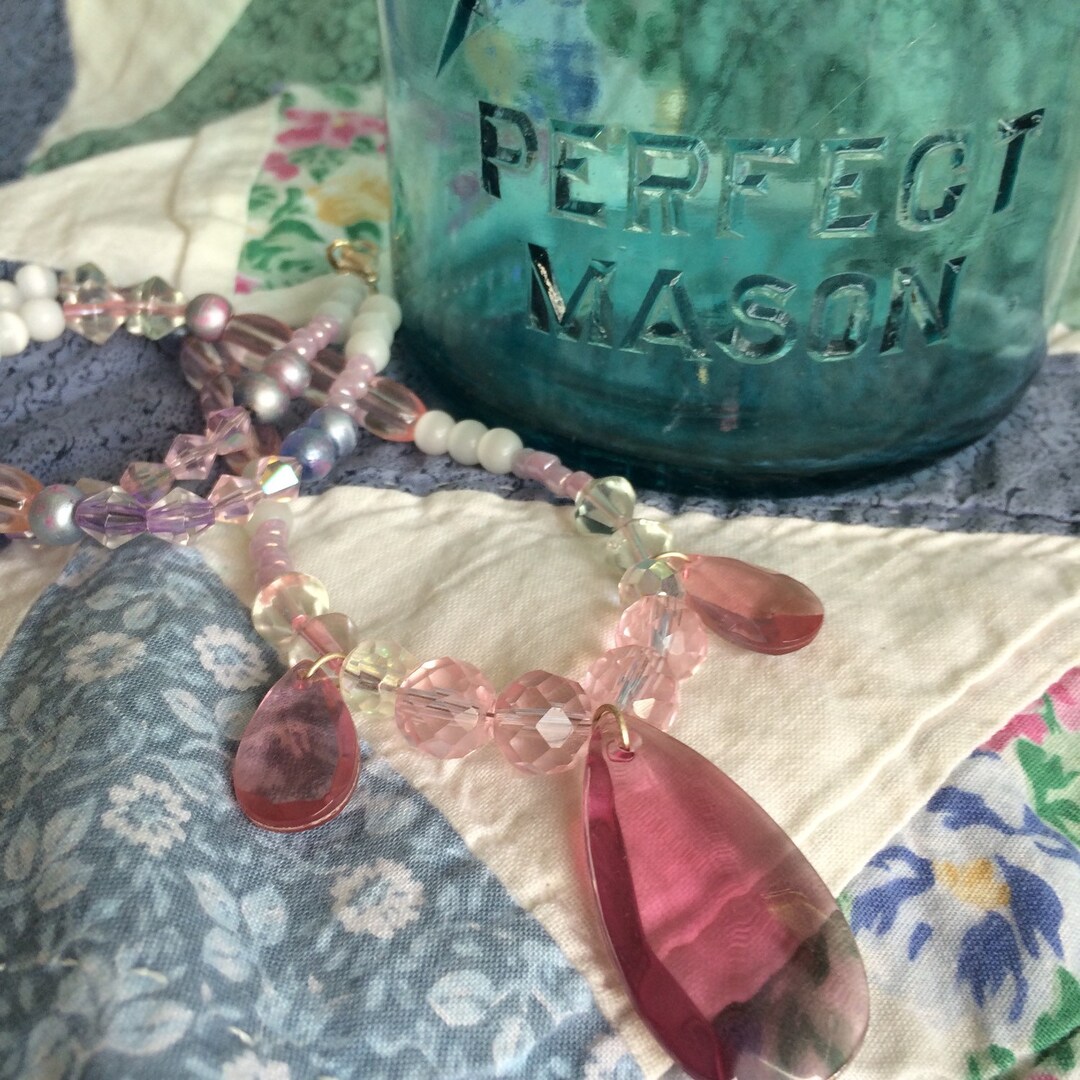 Harper Beaded Necklace-Pink
