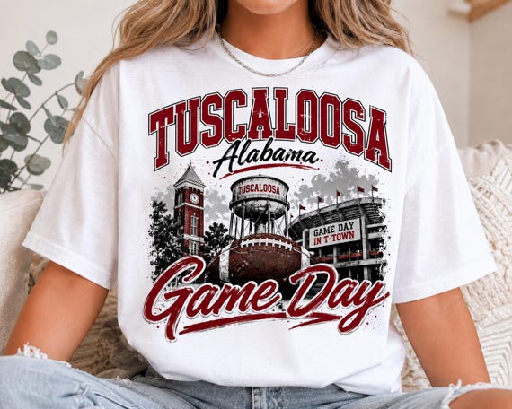 Tuscaloosa Alabama Crimson Football Game Day PNG (Digital Download)