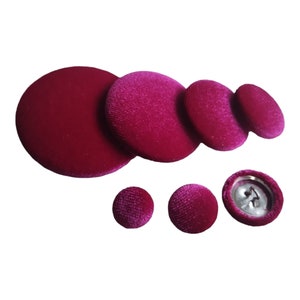 Fuchsia Pink Velvet Fabric Handmade Covered Buttons for Retro Style Decorations and Interior Design Projects.