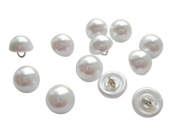 White Half Dome Pearl Bridal Buttons / Wedding Gown Graduation Dress and Baptism Gown Buttons / 5/16 / 3/8 / 1/2 in