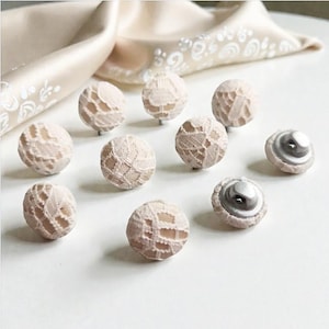 Beige Lace Bridal Gown Buttons / 7/16 inches (11.5 mm / L 18)