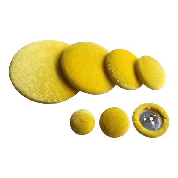 Bright Yellow Velvet Buttons for Tufted Ottoman Stool Blazer Sleeves Summer Style Blouse Cuffs Handbag Closure and Jewelry Making.