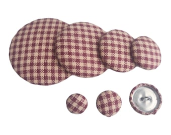 Burgundy Beige Homespun Fabric Button With a Metal Shank for Coats, Suits, Jackets, Cardigans and Vests