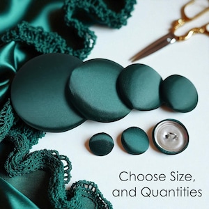 Hunter Green Silk Satin Buttons with a Shank / Elegant Handmade Touch for Tuxedos Suits Blazers Dresses / Traditional Holiday Greens