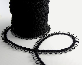 Black Elastic Bridal Button Loops