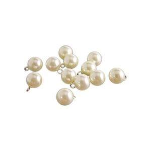 Full Round Ivory Pearl Bridal Buttons with metal shank 3/8  inches 16L - 10 mm - 1 Dozen