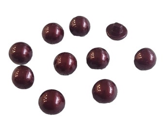 Maroon Pearl Buttons for Wedding Gown in Half Dome Shape with a Plastic Shank - 18 L - 11 mm - 7/16 inches