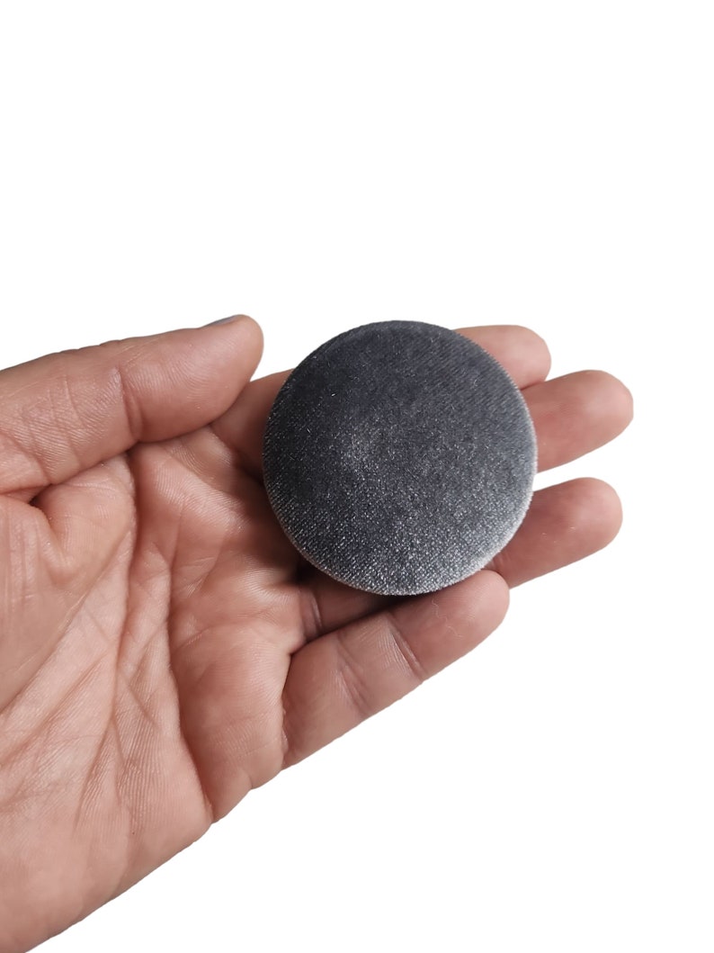 Hand Covered Gray Velvet Shank Buttons for Coats Jackets Handbags Skirts Dresses Blazers Pillows and Craft Projects / Handmade USA 75L - 48mm - 1-7/8in