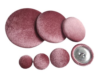 Hand Covered Mauve Pink Velvet Shank Buttons for Coats Blazer Jackets Pillows Upholstered Wall Panels Sofas Armchairs Ottomans.