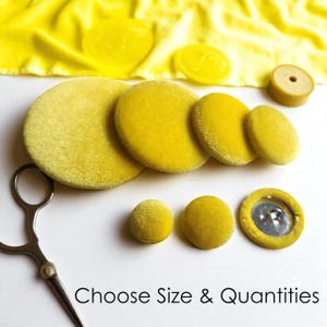 Yellow Velvet Buttons for Sewing, Upholstery, DIY Home Textiles - L20, L24, L30, L36, L45, L60, L75 - Choose Size and quantities
