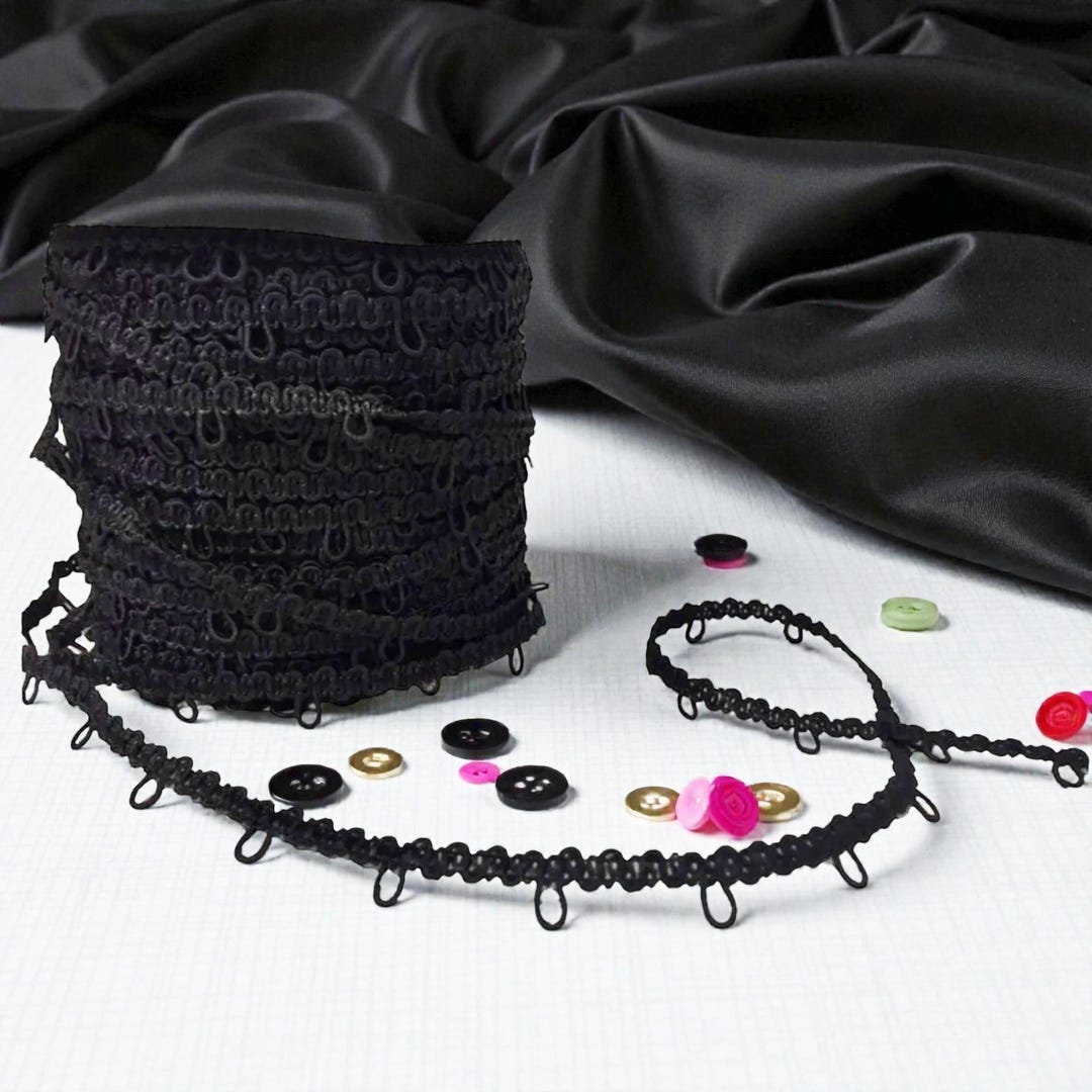 Black 1 Inch Spaced Elastic Bridal Button Loops - Etsy