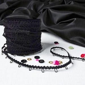 Black 1 inch spaced Elastic Bridal Button Loops