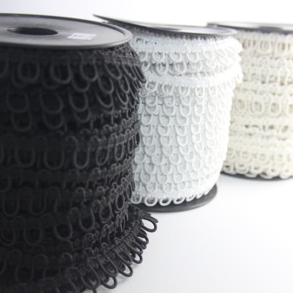 Black White Ivory Elastic Bridal Button Loops