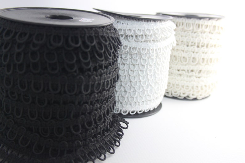 Black White Ivory Elastic Bridal Button Loops image 1