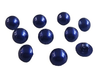 Navy Blue or Royal Blue Pearl Buttons for Wedding Gown in Half Dome Shape with a Plastic Shank - 18 L - 11 mm - 7/16 inches