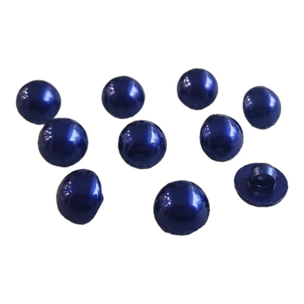 Navy Blue or Royal Blue Pearl Buttons for Wedding Gown in Half Dome Shape with a Plastic Shank - 18 L - 11 mm - 7/16 inches