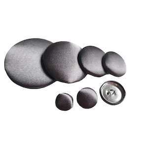 Botones de satén de seda gris medio con vástago: un toque elegante hecho a mano para esmóquines, trajes, blazers, vestidos de dama de honor y costura