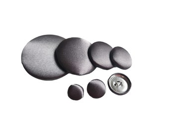 Medium Gray Silk Satin Buttons with Shank - Elegant Handmade Touch for Tuxedos Suits Blazers Bridesmaid Dresses & Sewing