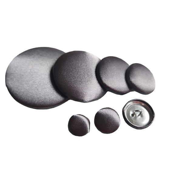 Medium Gray Silk Satin Buttons with Shank - Elegant Handmade Touch for Tuxedos Suits Blazers Bridesmaid Dresses & Sewing