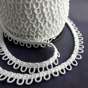 1 Yard White Elastic Bridal Button Loops