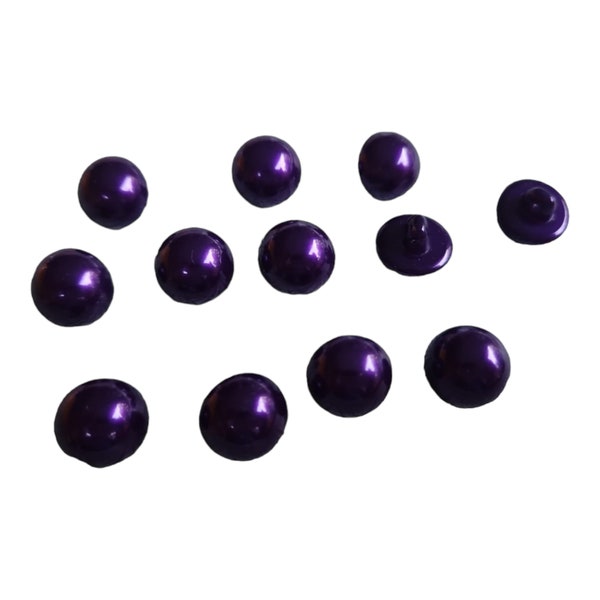 True Purple Plastic Pearl Half Dome Shank Buttons - 18L - 11 mm - 7/16  inches