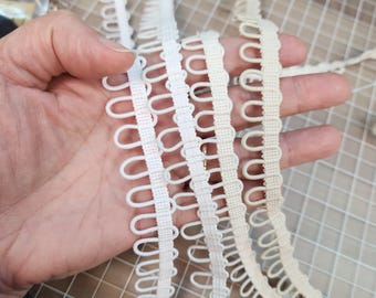 Elastic Bridal Button Loops for Wedding Dress Train, Veil Combs - White, Off-White, Light Ivory, Ivory