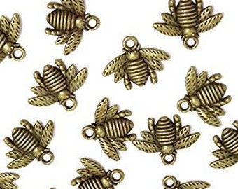 25 Stück Antik Bronze Honigbienen Charms 16x21mm